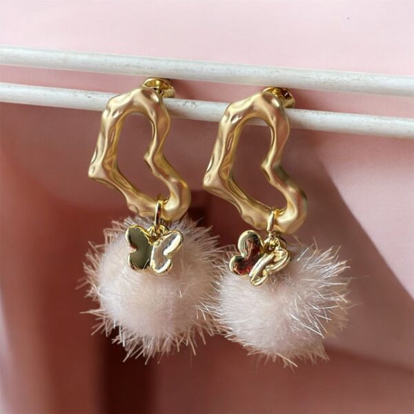 heart pom pom earrings